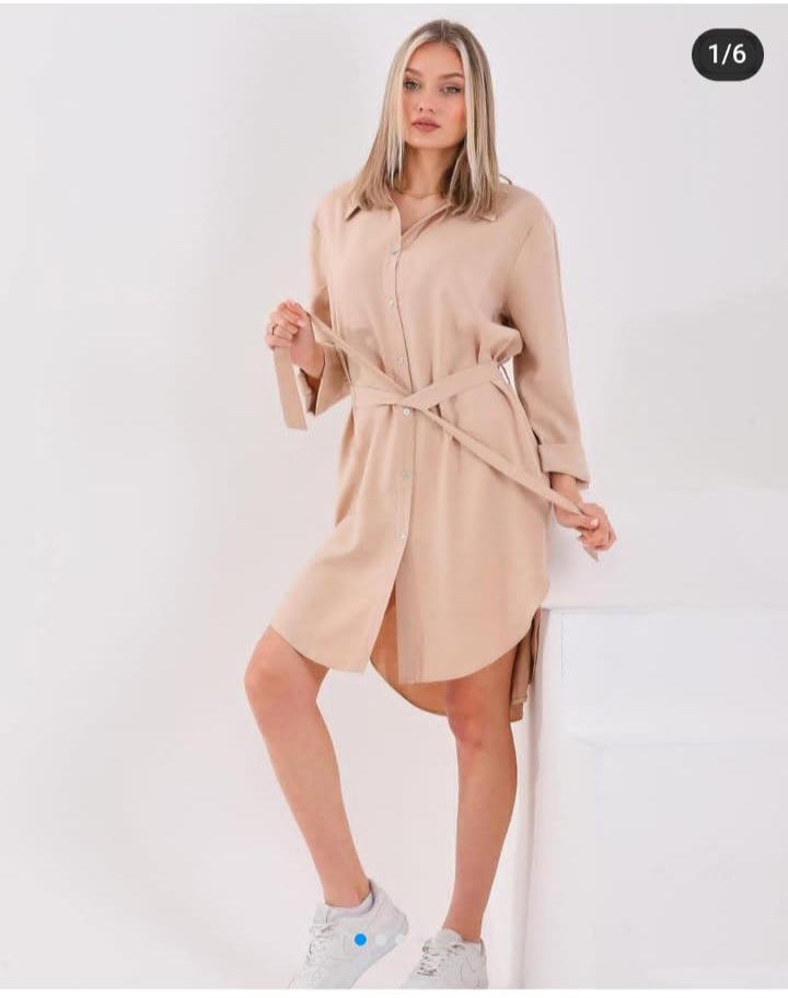 Chemisier-robe beige